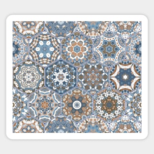 Hexagonal Oriental and ethnic motifs in patterns. Sticker